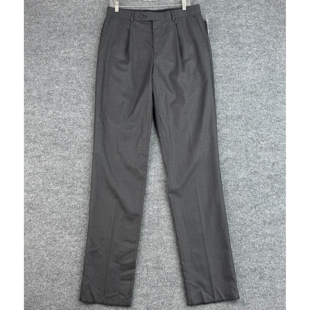 Brooks Brothers Dress Pants Mens W33 Charcoal Gray Wool Pleated 346 Unhemmed NWT